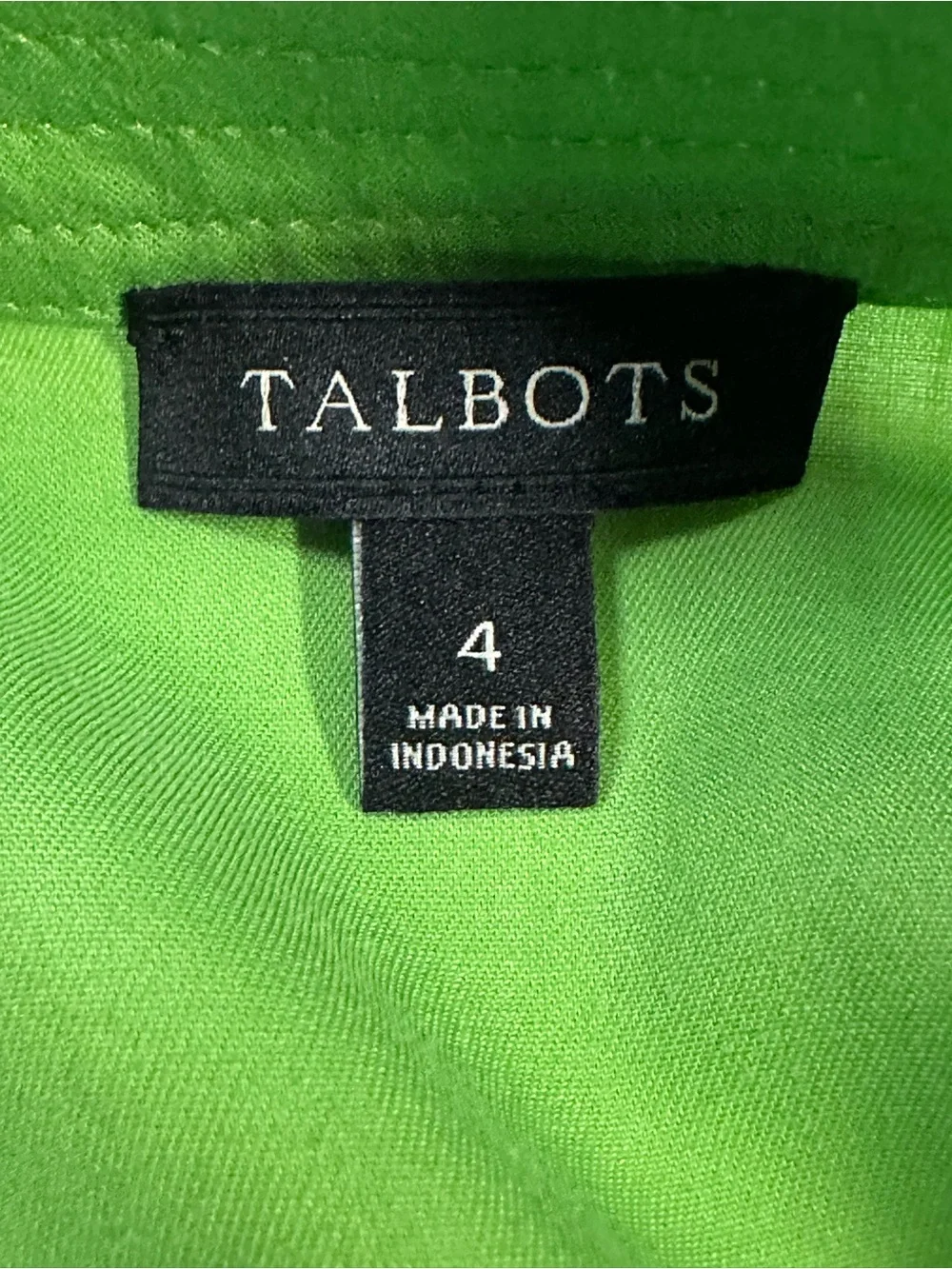 Talbots 100% Tencel Lyocell Lime Green Pleated 3/4 Sleeve Blouse Size 4